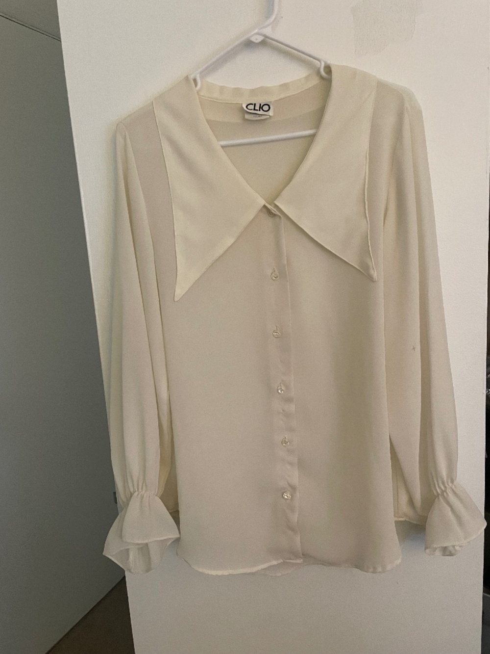 CLIO sheer pointed collar blouse